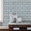 NuWallpaper by Brewster NUW1648 Navy Grand Trellis Peel & Stick Wallpaper