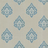 Beacon House by Brewster 484-68087 Olympia Donald Aqua Transitional Damask Print Wallpaper