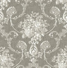 A-Street Prints 2702-22749 Mirabelle Winsome Grey Floral Damask Wallpaper