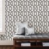 NuWallpaper by Brewster NUW1696 Uptown Trellis Black/White Peel & Stick Wallpaper