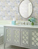 Brewster 2532-20628 Bath Bath Bath IV Clementine Blue Modern Leaf Trail Wallpaper