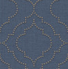 Chesapeake by Brewster 3114-003355 Manhattan Club Chelsea Blue Quatrefoil Wallpaper