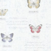 Brewster 2532-20454 Bath Bath Bath IV Admiral Blue Butterflies And Script Wallpaper