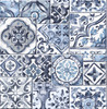 2701-22316 Marrakesh Tiles Mosaic with Placed Cracks and Watercolor Wallpaper Indigo Blue Colors Traditional Style Non Woven Unpasted Wall Covering Reclaimed Collection from A-Street Prints by Brewster Made in Great Britain