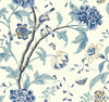 York Wallcoverings Vibe EB2076 Carey Lind Vibe Teahouse Floral Wallpaper white, chambray blue, marine blue, navy blue