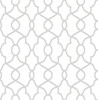 NU2877 Clearly Cool Peel & Stick Wallpaper with Lovely Trellis Design in Silver Metallic White Colors Kitchen & Bath Style Peel and Stick Adhesive Vinyl