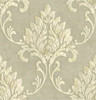 GW1012  Grace & Gardenia Cream & Pale Gold Damask Peel & Stick Wallpaper