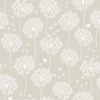 NU1651 Dandelion Grey Peel & Stick Wallpaper with Enchanting Butterflies Scene in Grey Neutral White Colors Kitchen & Bath Style Peel and Stick Adhesive Vinyl