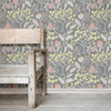 NU3039 Groovy Garden Peel & Stick Wallpaper with Dreamy Forest Pattern in Grey Green Red Blue Colors Modern Style Peel and Stick Adhesive Vinyl