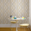 NuWallpaper by Brewster NUW1695 Sausalito Taupe/Yellow Peel & Stick Wallpaper