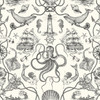 York Wallcoverings HO3360 Deep Sea Toile Wallpaper Black