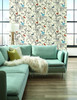 York Wallcoverings AF2027 Ashford Toiles Papillon Wallpaper Green/Orange