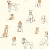 York Wallcoverings AF1940 Ashford Toiles Dog's Life Wallpaper Orange/Metallic Gold