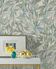York Y6230704 Antonina Vella Rainforest Leaves Wallpaper Lt Blue/Muted Green