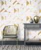 2834-M1468 Gulliver Off-white Marble Geometric Wallpaper Modern Style Unpasted Vinyl Paper from Advantage Metallic Collection by Brewster Made in Great Britain