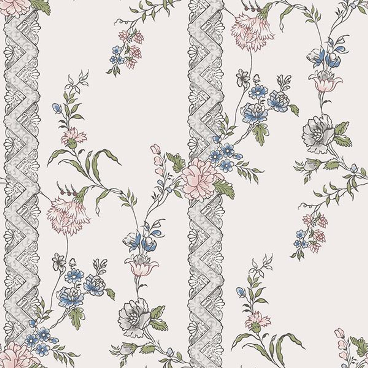 28274507 Slottsteatern Multicolor Floral Stripe Wallpaper Transitional  Style Unpasted Non Woven Blend Wall Covering In Bloom Collection from Wall  Vision by Brewster made in Sweden  The Savvy Decorator