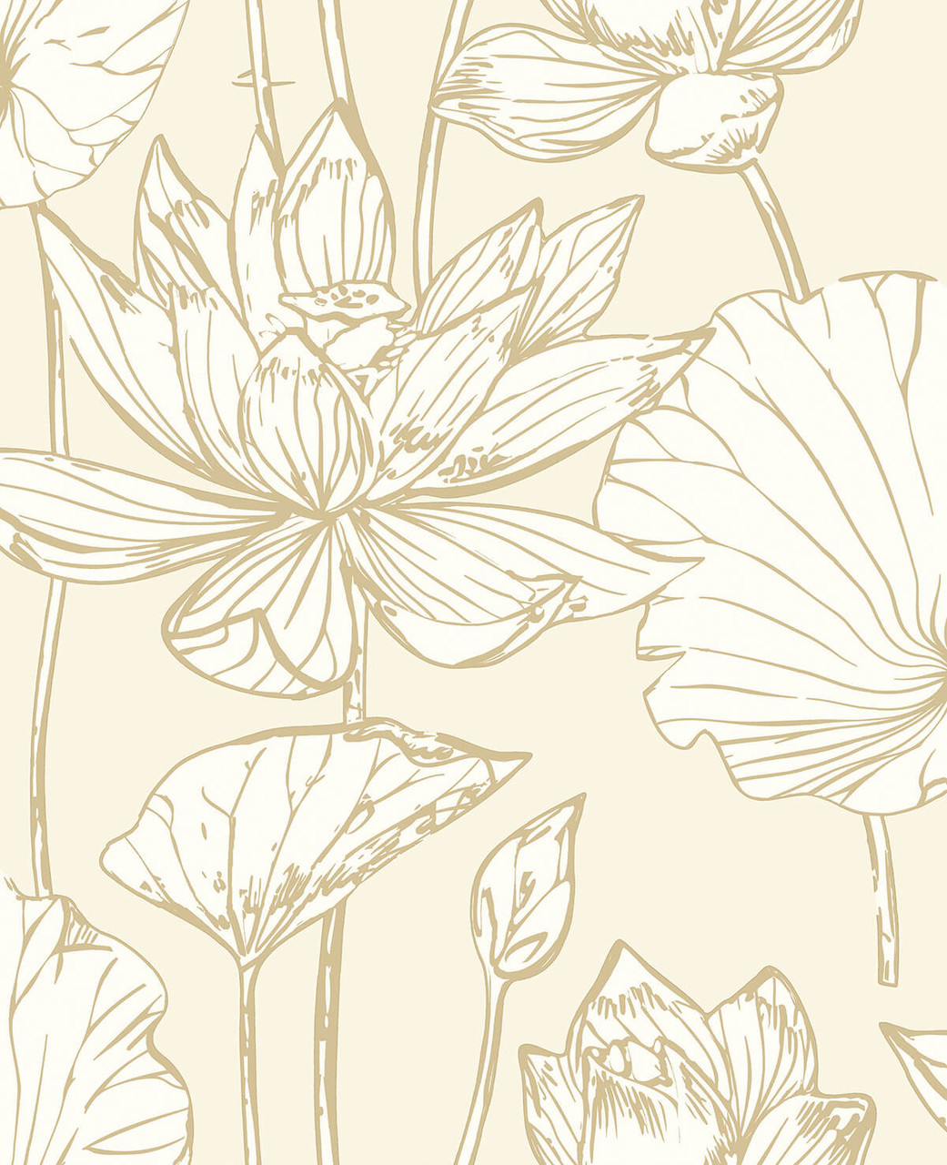 lotus floral metallic wallpaper