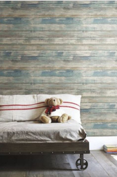 stick on wallpaper on Roommates Rmk9052wp Distressed Wood Blue Peel And Stick Wallpaper Blue The Savvy Decorator