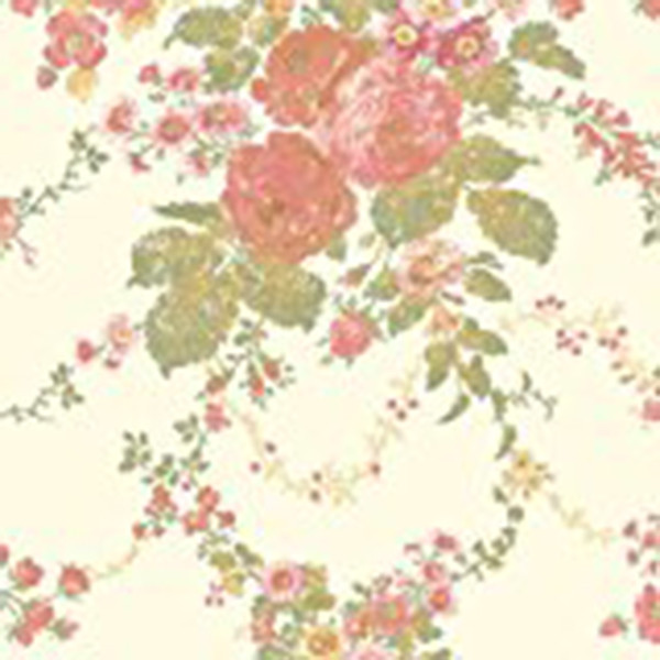 cabbage rose floral wallpaper
