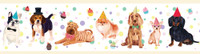GB90041 Party Dogs Peel and Stick Wallpaper Border 10in Height x 15ft Long Off White Beige Brown Black