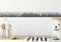 GB90150g8 Grace & Gardenia City Skyline Peel and Stick Wallpaper Border 8 in Height x 15ft Long, Black Gray Off White