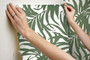 York Wallcoverings PSW1031RL Bali Leaves Peel and Stick Wallpaper Green/Black