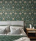 NW44604 Honeysuckle Trail Floral Vintage Style Teal Moss Green Vinyl Self-Adhesive Wallpaper by NextWall Made in Netherlands
