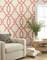 York Wallcoverings ME1556 Magnolia Home Vol. II Woven Trellis  Pompian Red