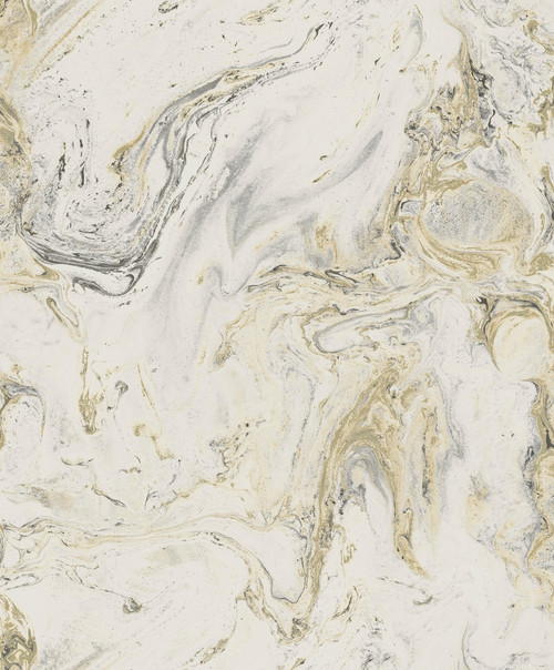 York Y6231201 Antonina Vella Oil & Marble Wallpaper White/Black/Gold