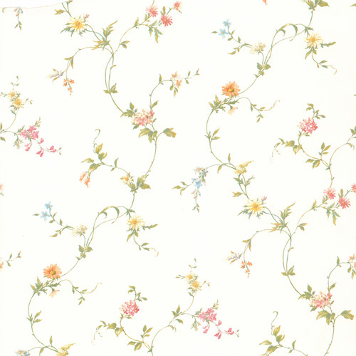 Kitchen, Bath and Bed Resource IV by Brewster 414-65764 Connie White Small Floral Trail Wallpaper