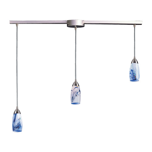 Milan 3 Light Pendant In Satin Nickel And Mountain Glass by Elk 110-3L-MT