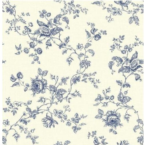 Wallquest MT40612 Leafy Floral Vine Wallpaper, Blue