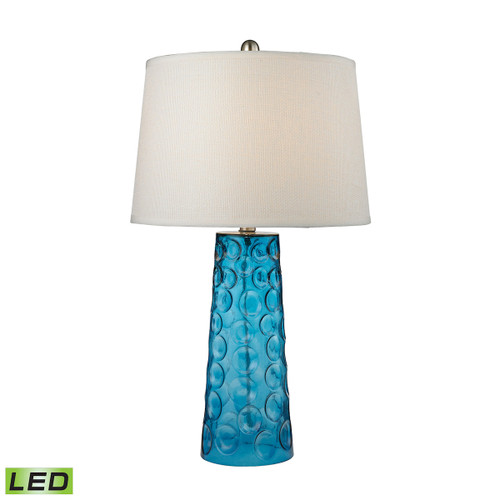 Dimond Lighting D2619-LED Hammered Glass LED Table Lamp in Blue With White Shade