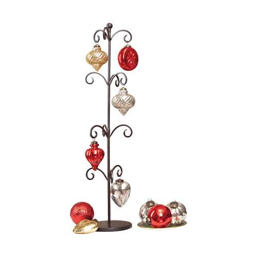 Elk 519062 Pomeroy Festival S12 Ornaments & Stand Antique Red