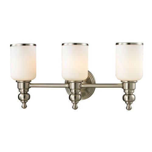 Bristol Way 3 Light Vanity In Brushed Nickel And Opal White Glass by ELK 11582/3