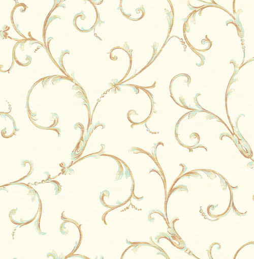 Classic Scroll Wallpaper in Summer Green RV20104 from Wallquest