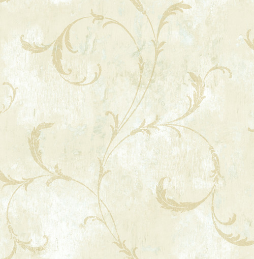 Delicate Scrolls Wallpaper in Gilt VA10402 from Wallquest