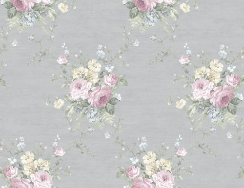 Crossed Bouquets Wallpaper in Dove MM50008 by Wallquest