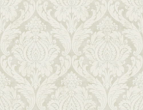 Classic Damask Wallpaper in Warm Neutral FL91309 from Wallquest