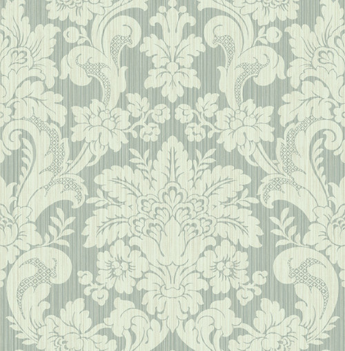 Classical Damask Wallpaper in Dusty Blue BM60502 from Wallquest