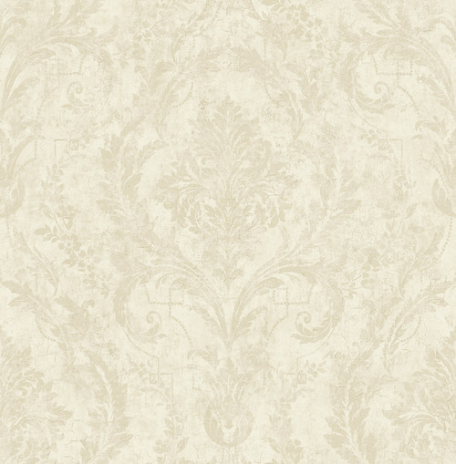 Hudson Damask Wallpaper in Warm Beige HK90704 from Wallquest