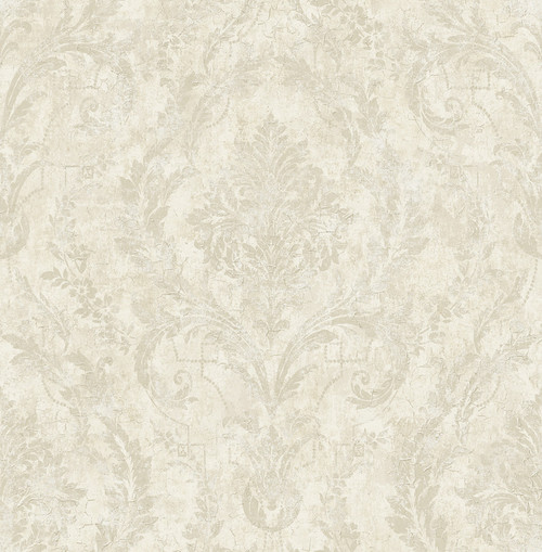 Hudson Damask Wallpaper in Antique Beige HK90707 from Wallquest