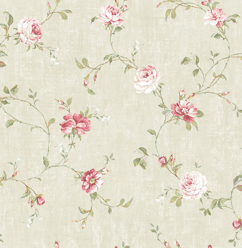 Rose Trail Wallpaper in Antique Pink HK90804 from Wallquest
