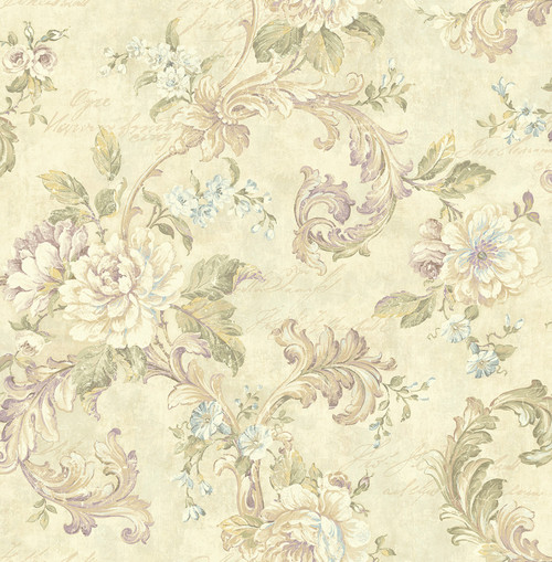 Floral Acanthus Wallpaper in Golden Iris HK90009 from Wallquest