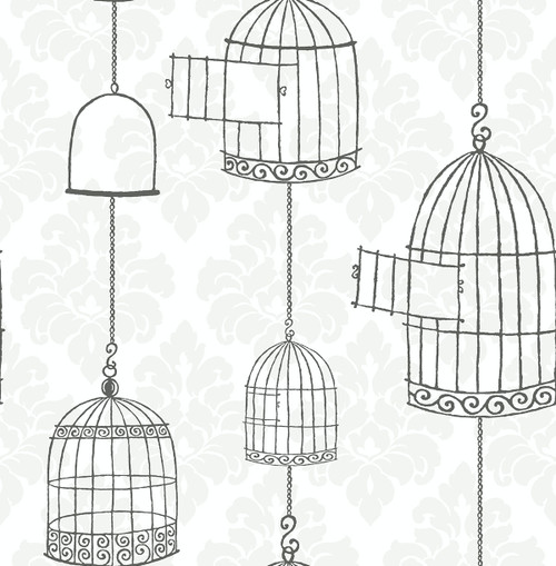 Home Tweet Home Wallpaper in Black & White HC80100 from Wallquest