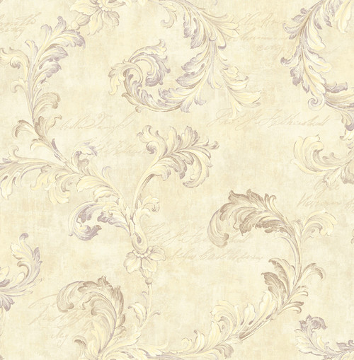 Acanthus Scroll Wallpaper in Golden Iris HK90109 from Wallquest