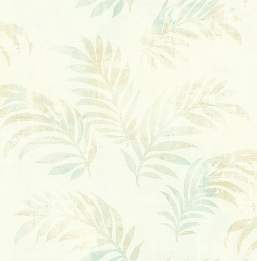 Palm Leaves Wallpaper in Golden Blue HK91404 from Wallquest