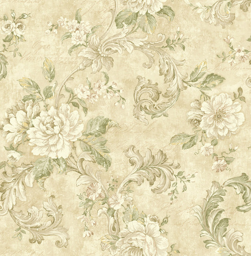 Floral Acanthus Wallpaper in Antique Beige HK90007 from Wallquest