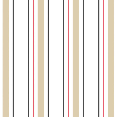 Norwall KC28549 Striped Wallpaper Red, Blue, White, Beige, Cream