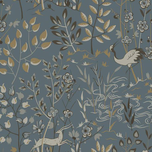 York Wallcoverings LL4786 Urban Aspen Wallpaper Teal, Tan, Cream, Beige, Light Grey, Brown, Silvery Blue